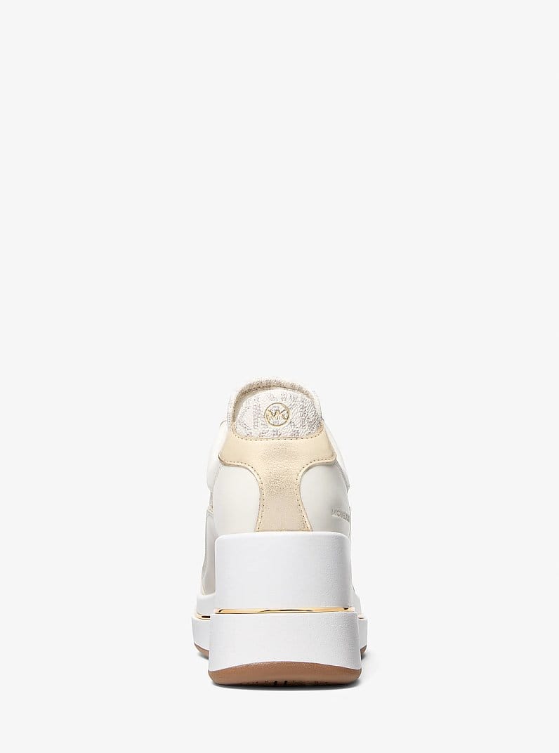 Emmy Signature Logo and Leather Wedge Trainer