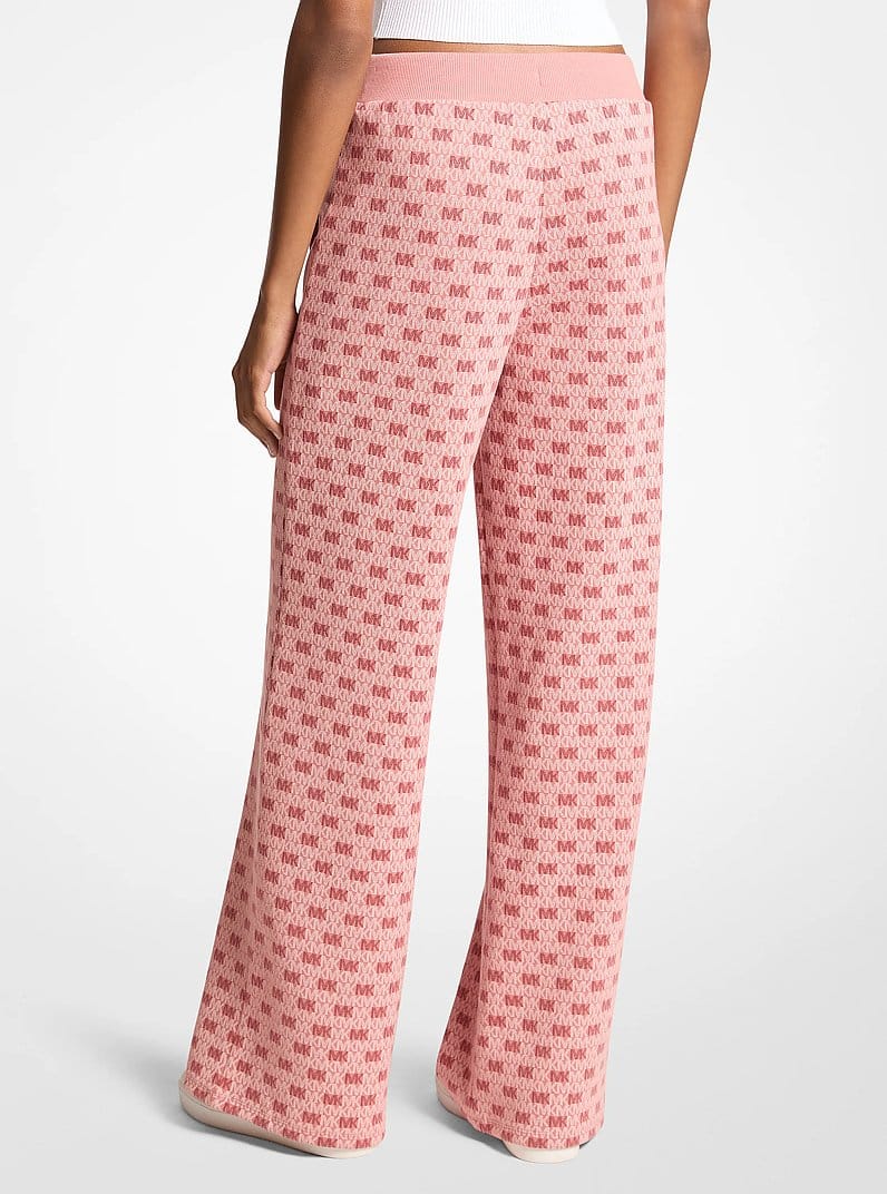 Logo Cotton Blend Knit Wide-Leg Pants