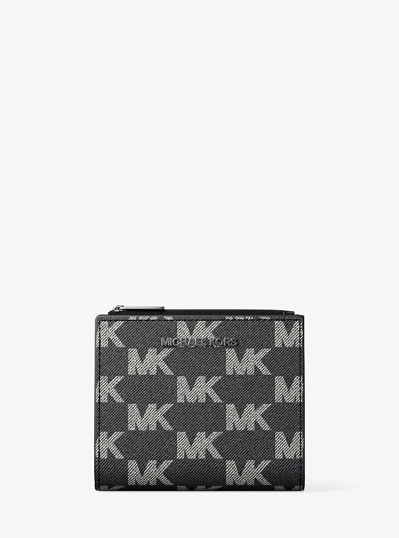 Cooper Medium Logo Jacquard Denim Zip Wallet