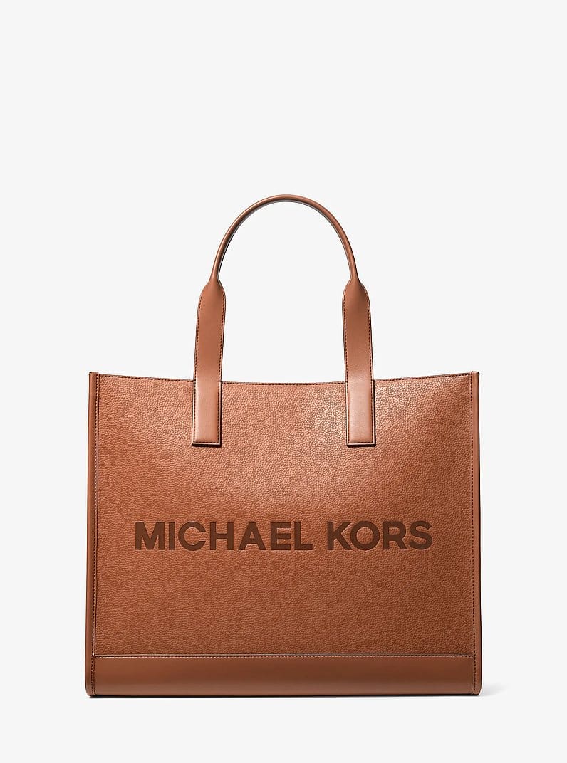 Cooper Logo Embossed Pebbled Leather Tote Bag