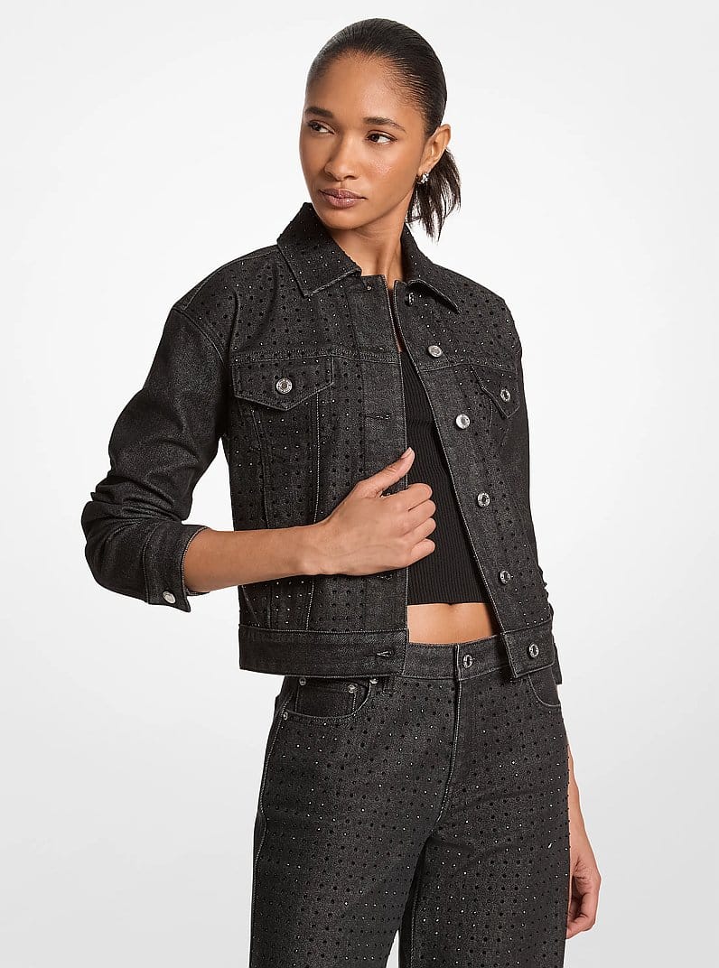 Studded Stretch Denim Jacket