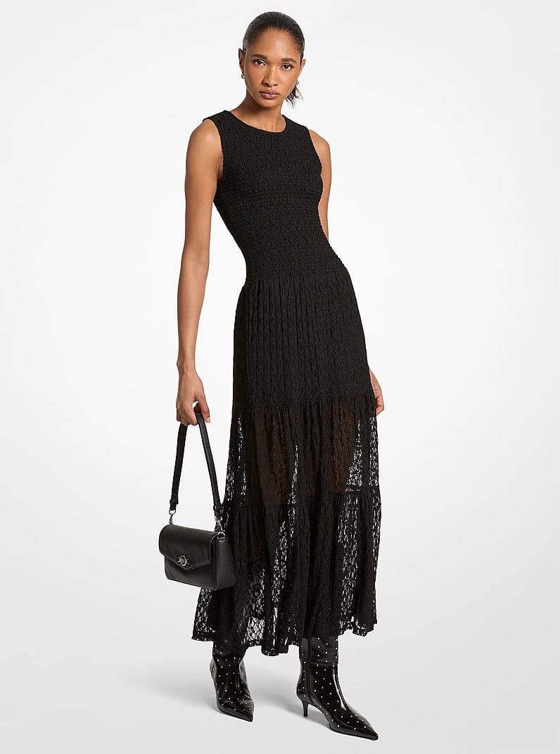 Stretch Floral Lace Maxi Dress
