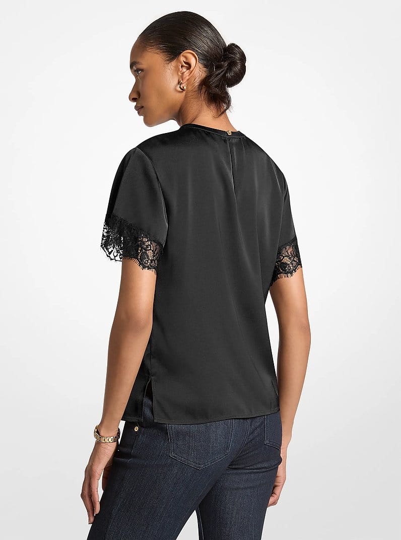 Satin Lace Trim Shirt