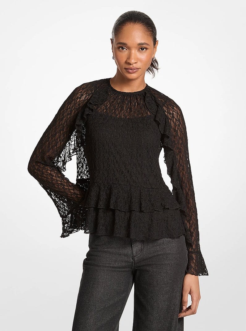 Ruffled Floral Lace Top