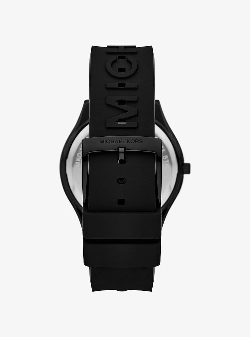Oversized Aspyn Stainless Steel and Silicone Strap Watch