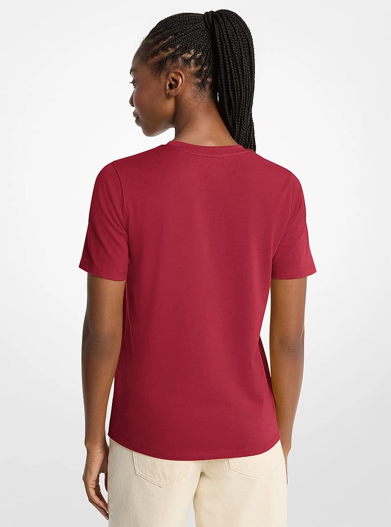 Sequined Logo Cotton T-Shirt