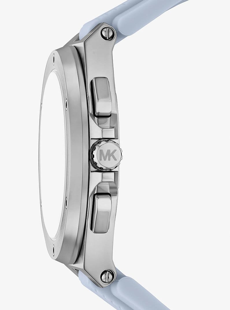 Oversized Lennox Silver-Tone and Silicone Watch