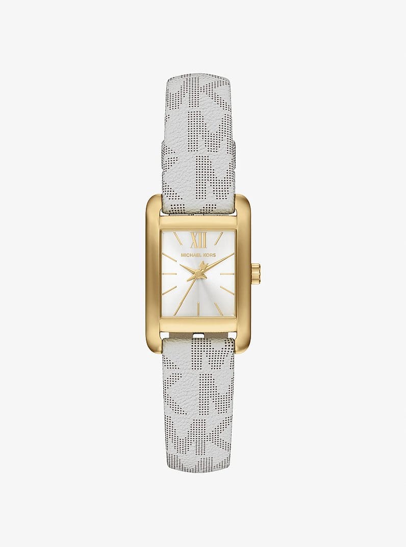 Mini Monroe Gold-Tone and Logo Strap Watch