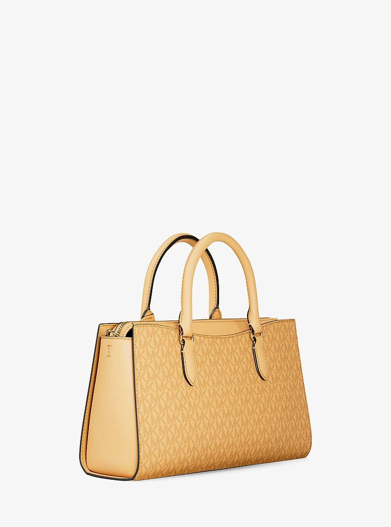 Arden Medium Signature Logo Top-Zip Satchel
