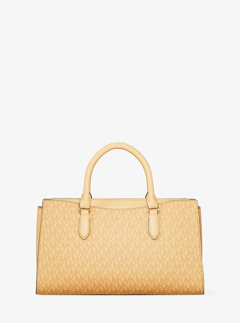 Arden Medium Signature Logo Top-Zip Satchel