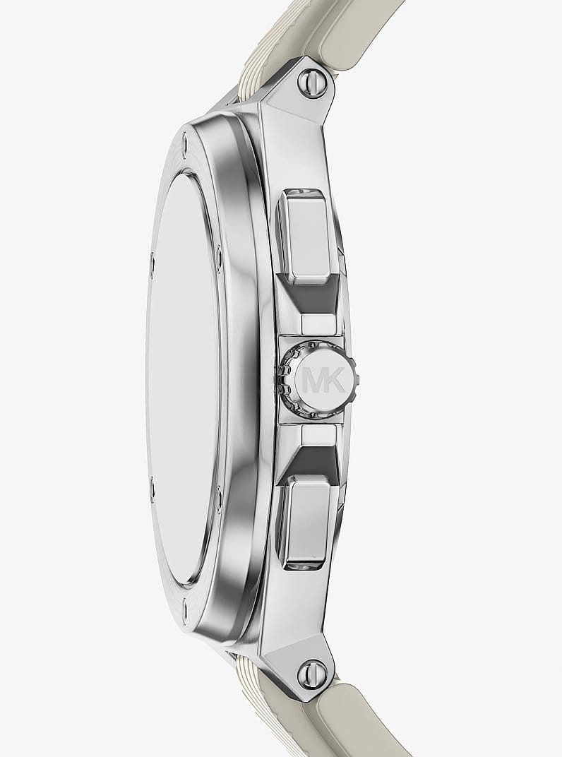 Oversized Lennox Silver-Tone and Silicone Watch