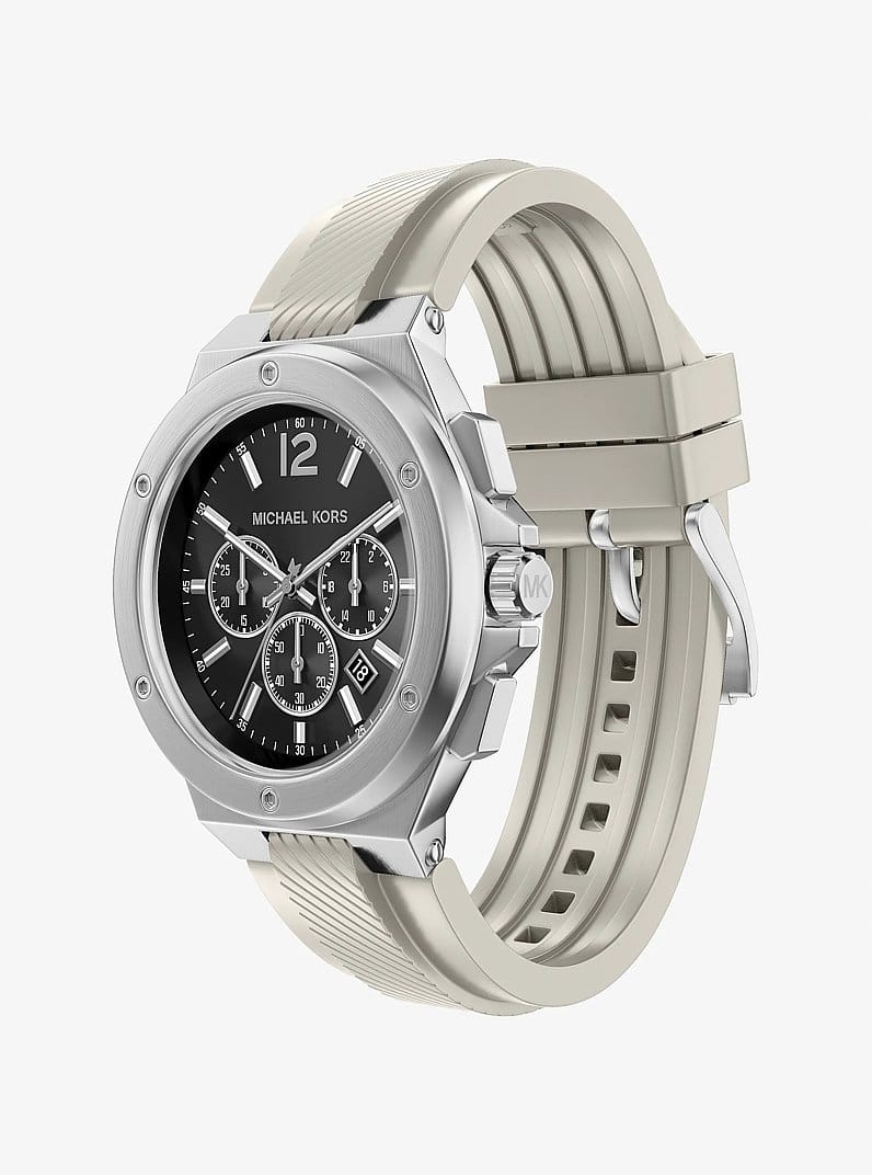 Oversized Lennox Silver-Tone and Silicone Watch
