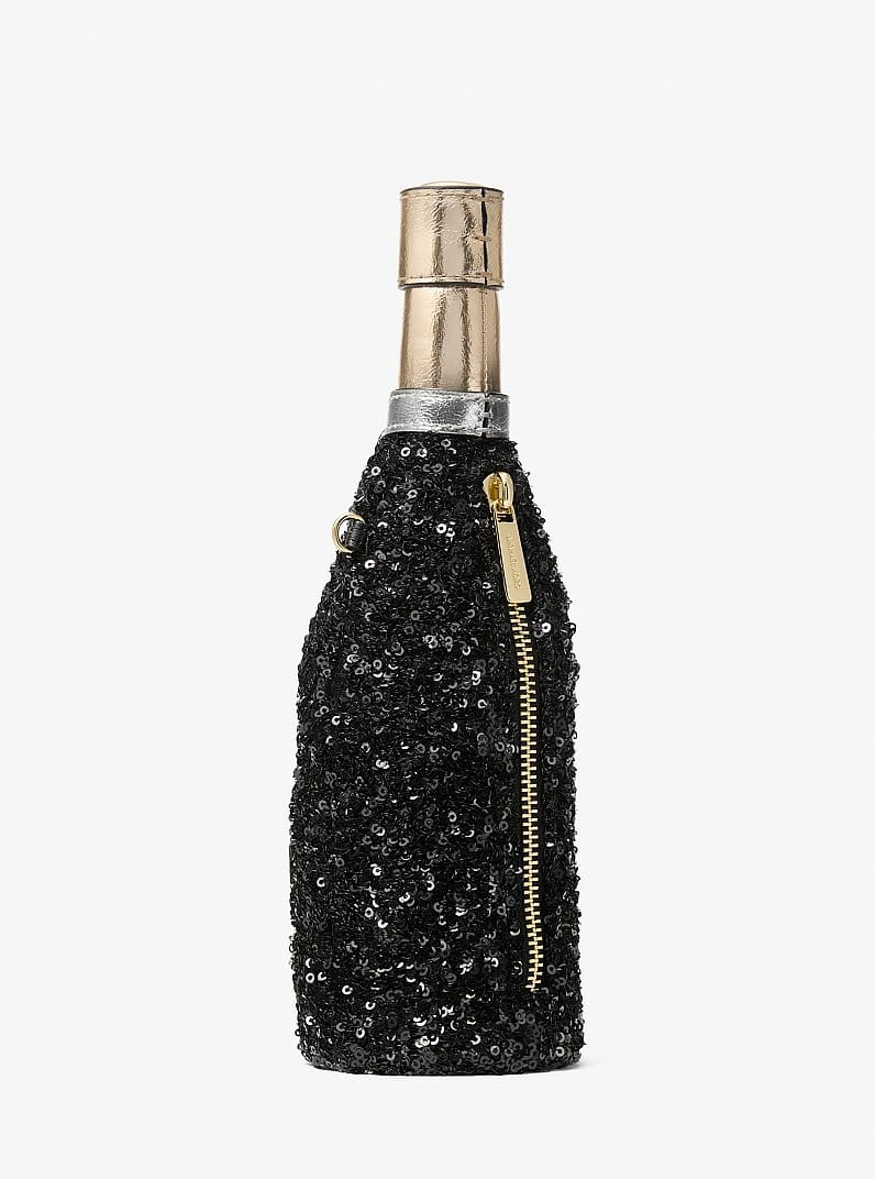 Sequined Champagne Small Crossbody Bag