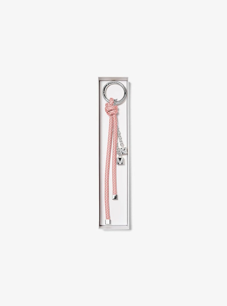 Silver-Tone and Speckled Cord Bag Charm