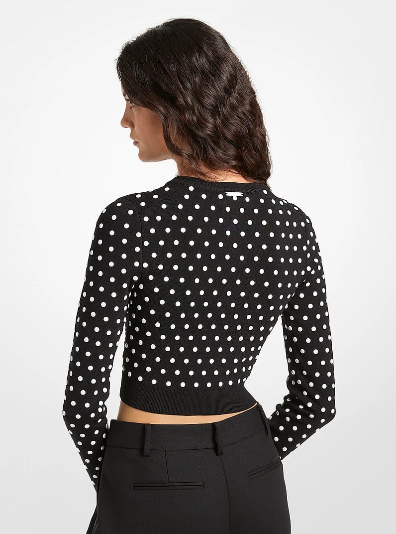 Studded Cropped Zip-Up Cardigan