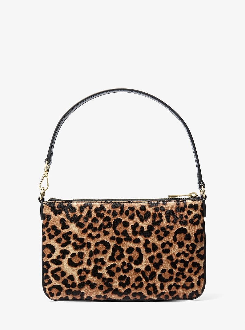 Jet Set Travel Leopard Print Calf Hair Wristlet