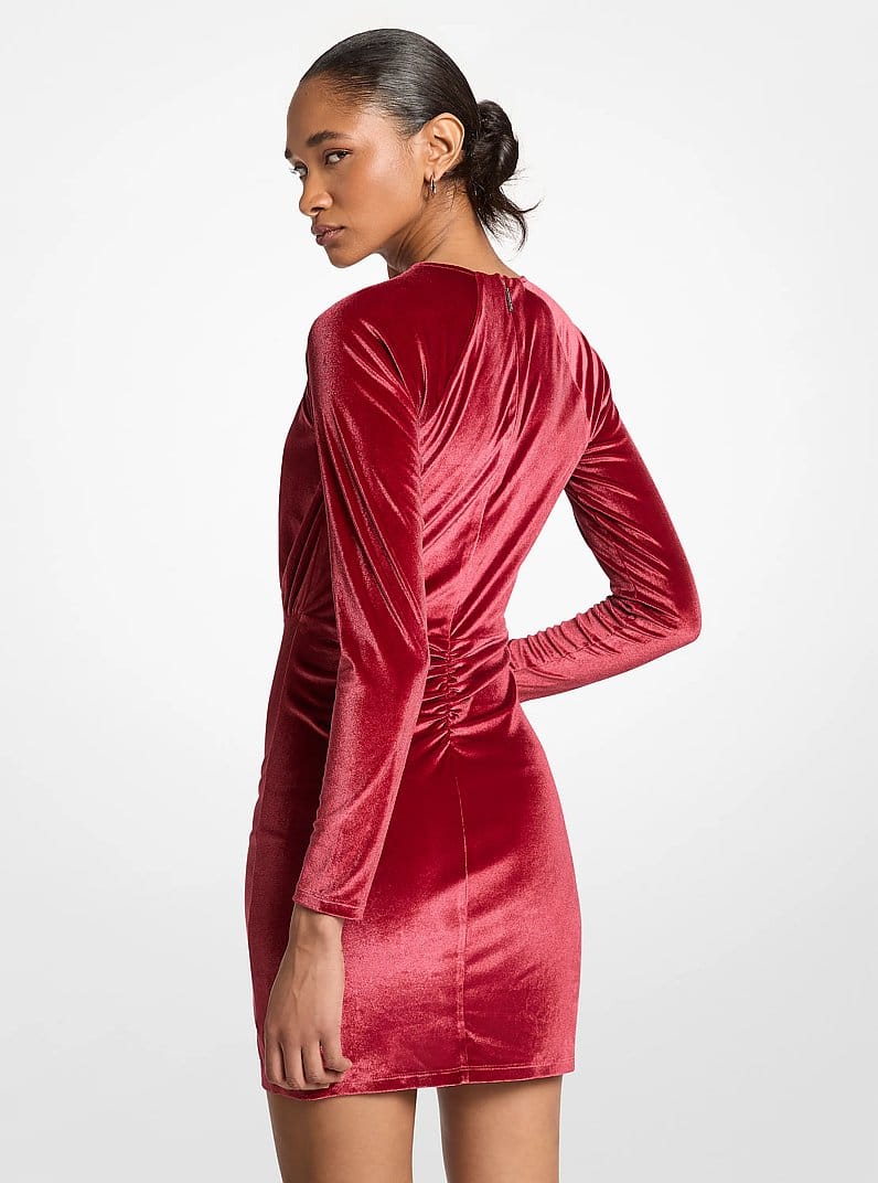 Ruched Velvet Mini Dress