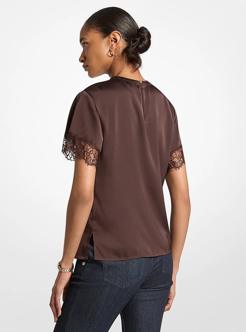 Satin Lace Trim Shirt