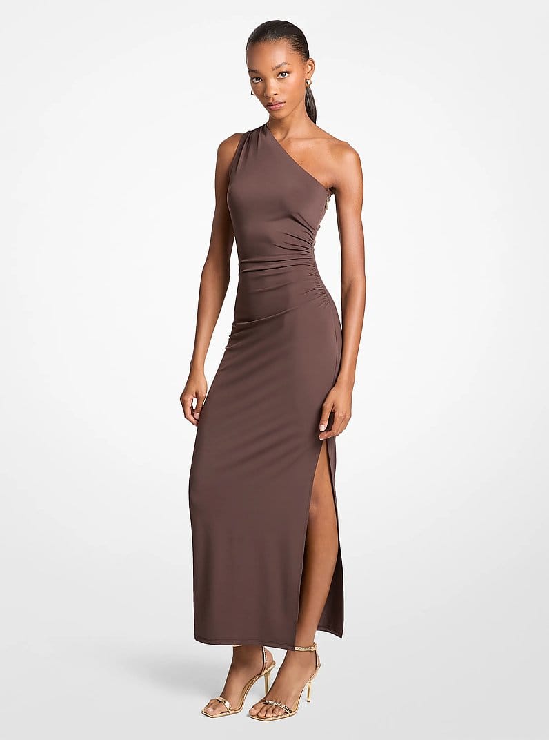 Stretch Matte Jersey One-Shoulder Maxi Dress