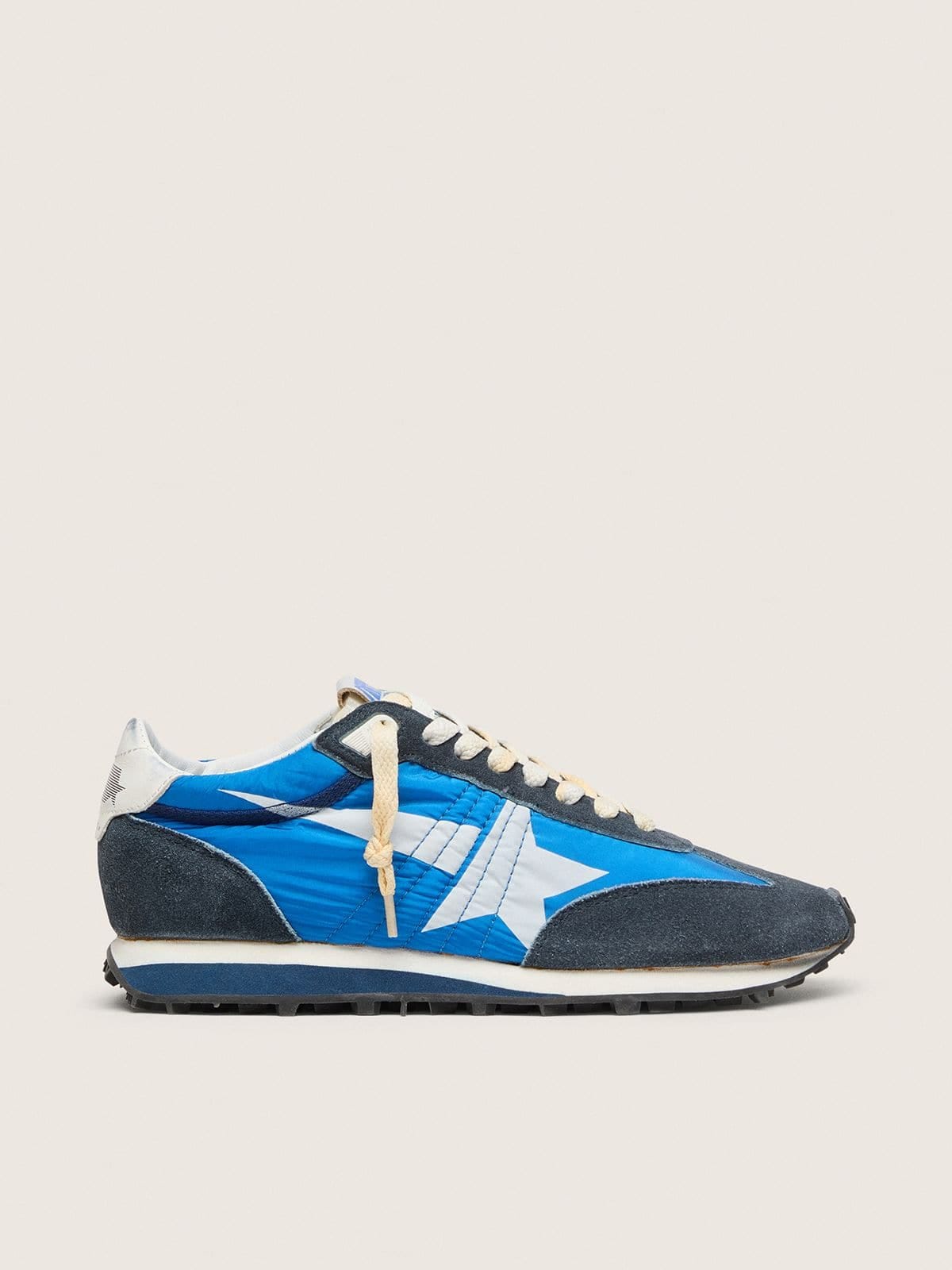 Golden Goose Mens Marathon With Blue Nylon Upper And White Star Mens