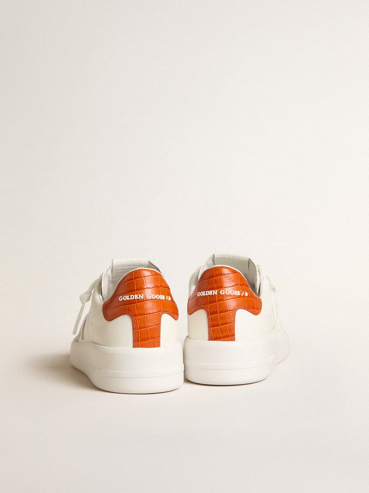 Golden Goose Mens Purestar With White Leather Star And Orange Heel Tab Mens