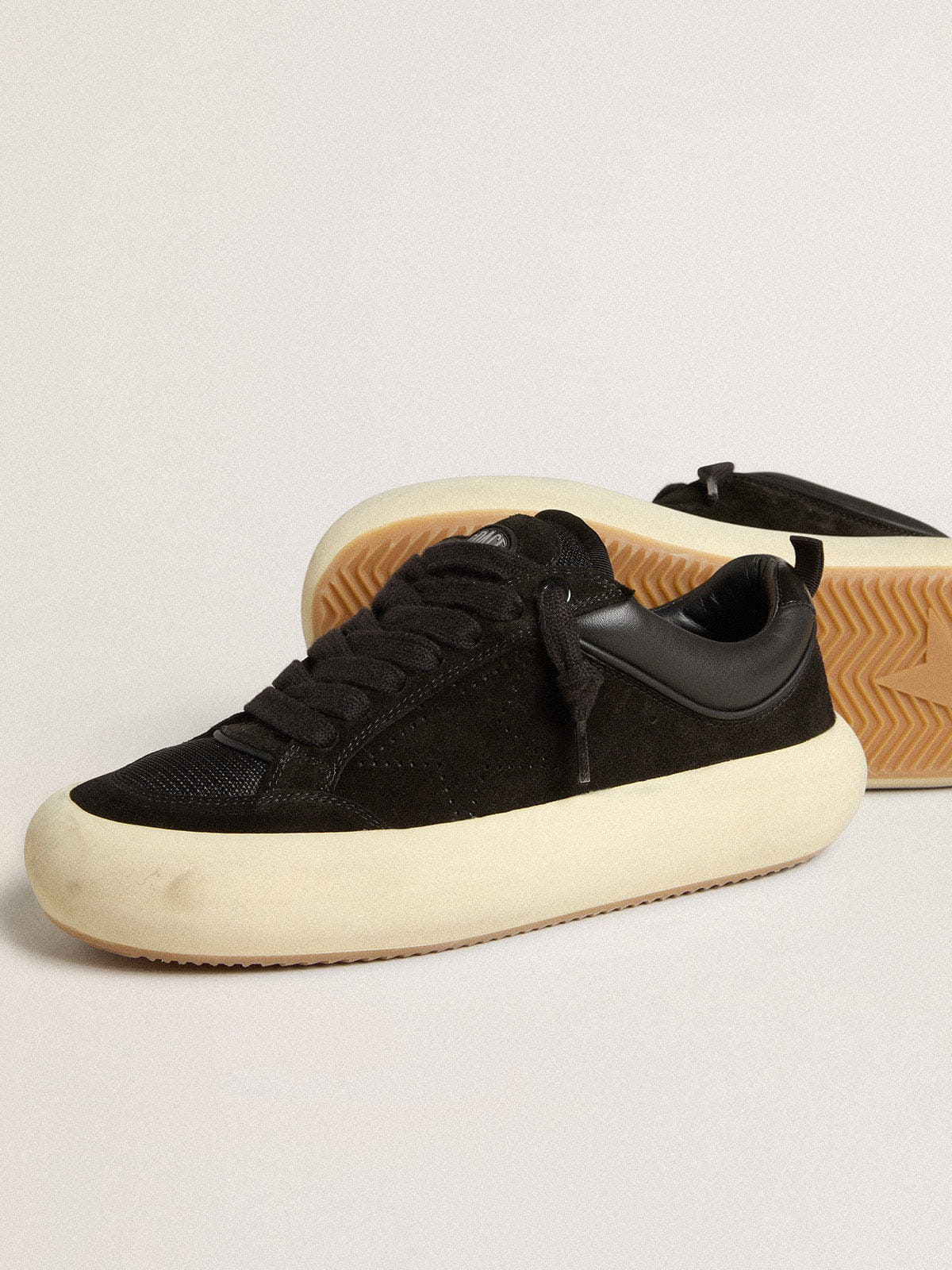 Golden Goose Mens Space-Star Cube In Black Suede With Perforated Star Mens
