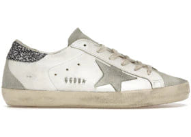 Golden Goose Super-Star White Dark Grey Glitter Womens