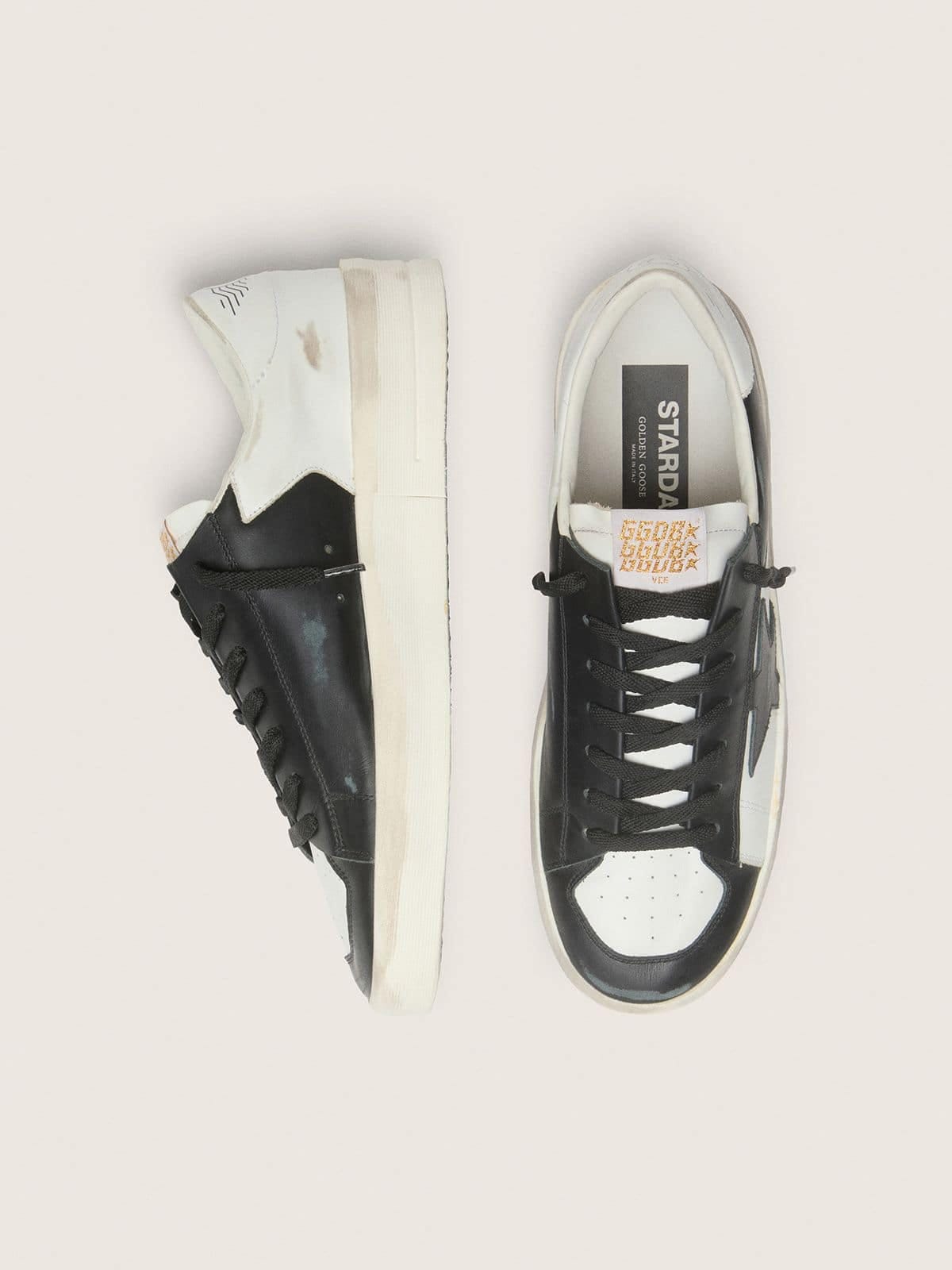 Golden Goose Mens Stardan In White And Black Leather Mens