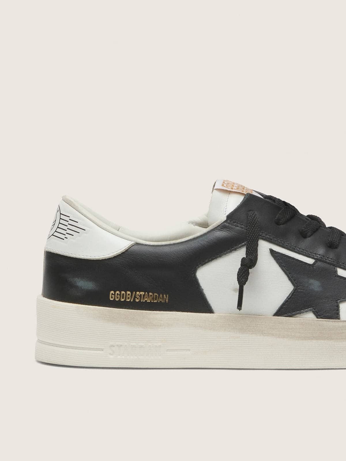 Golden Goose Mens Stardan In White And Black Leather Mens