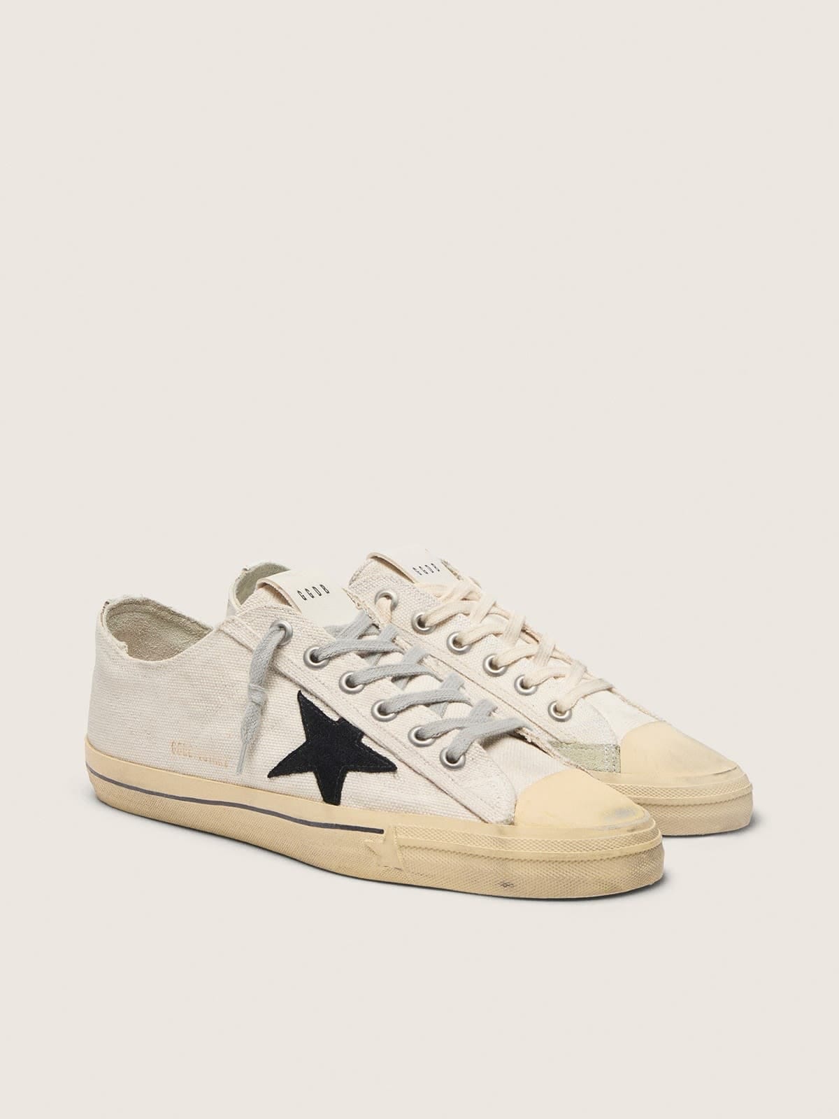 Golden Goose Mens V-Star With Black Suede Star And Embroidered Lettering Mens