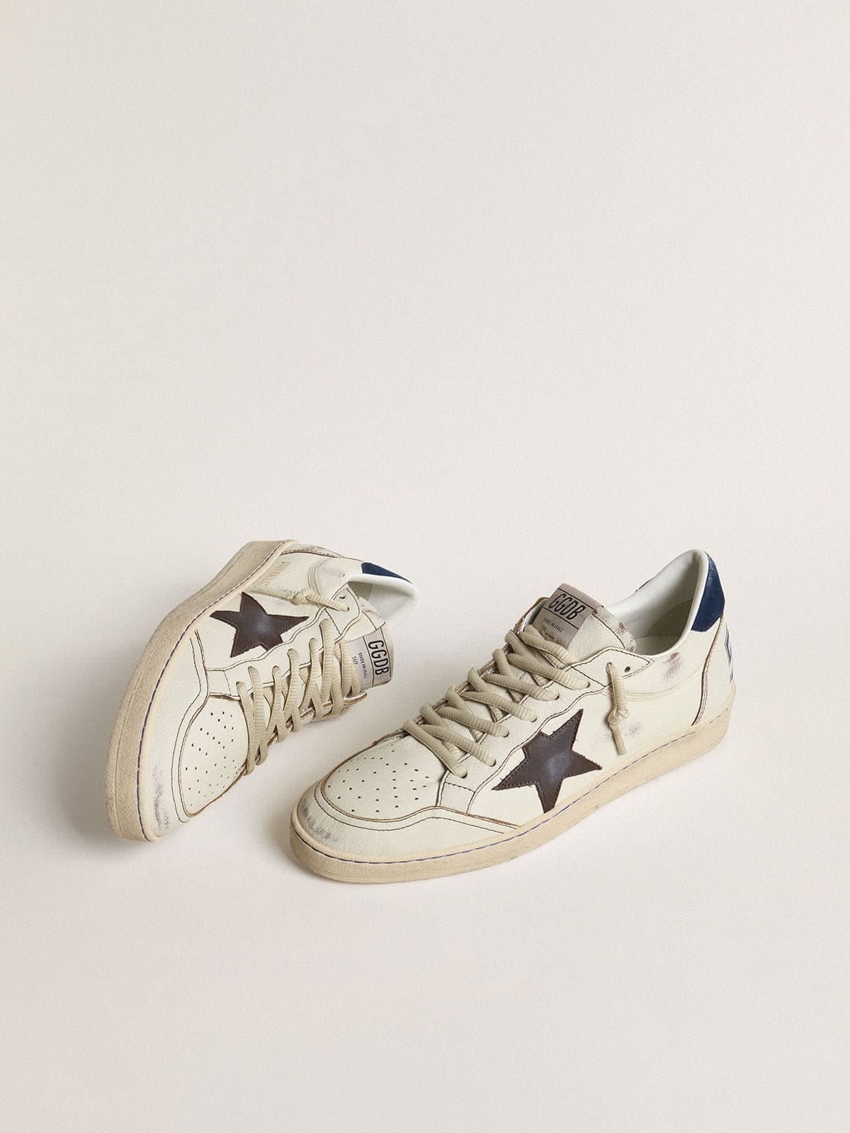 Golden Goose Ball Star With Black Star And Blue Suede Heel Tab Mens