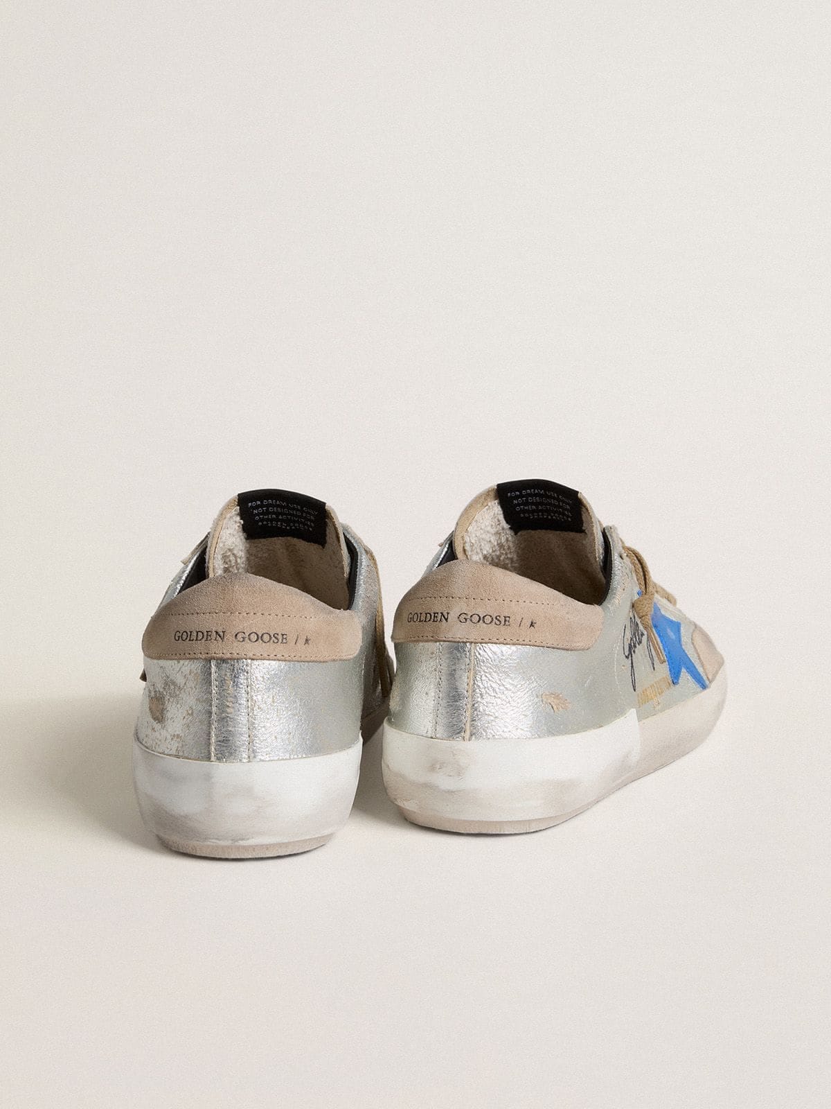 Golden Goose Mens Super-Star Ltd In Silver Metallic Suede With Leather Star And Suede Heel Tab Mens