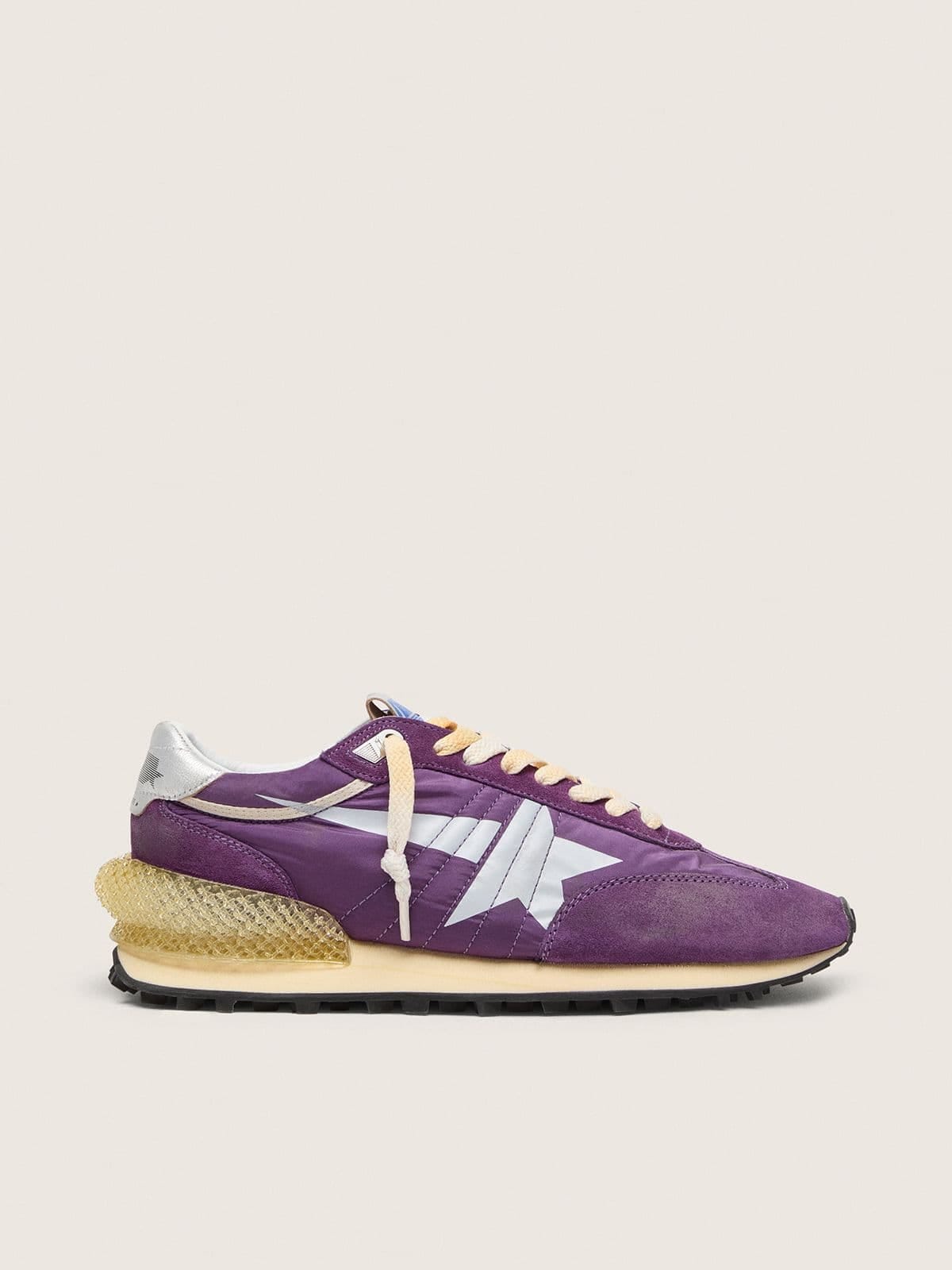 Golden Goose Mens Marathon With Purple Nylon Upper And White Star Mens
