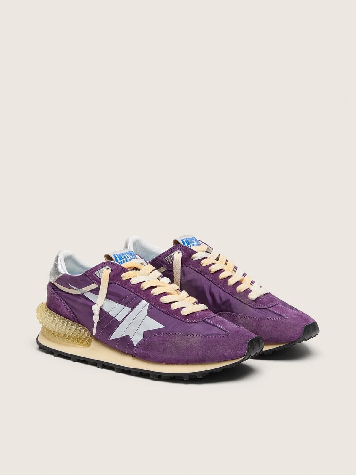 Golden Goose Mens Marathon With Purple Nylon Upper And White Star Mens