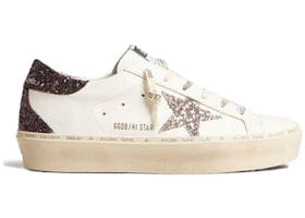 Golden Goose Hi-Star White Silver Grey Glitter Womens