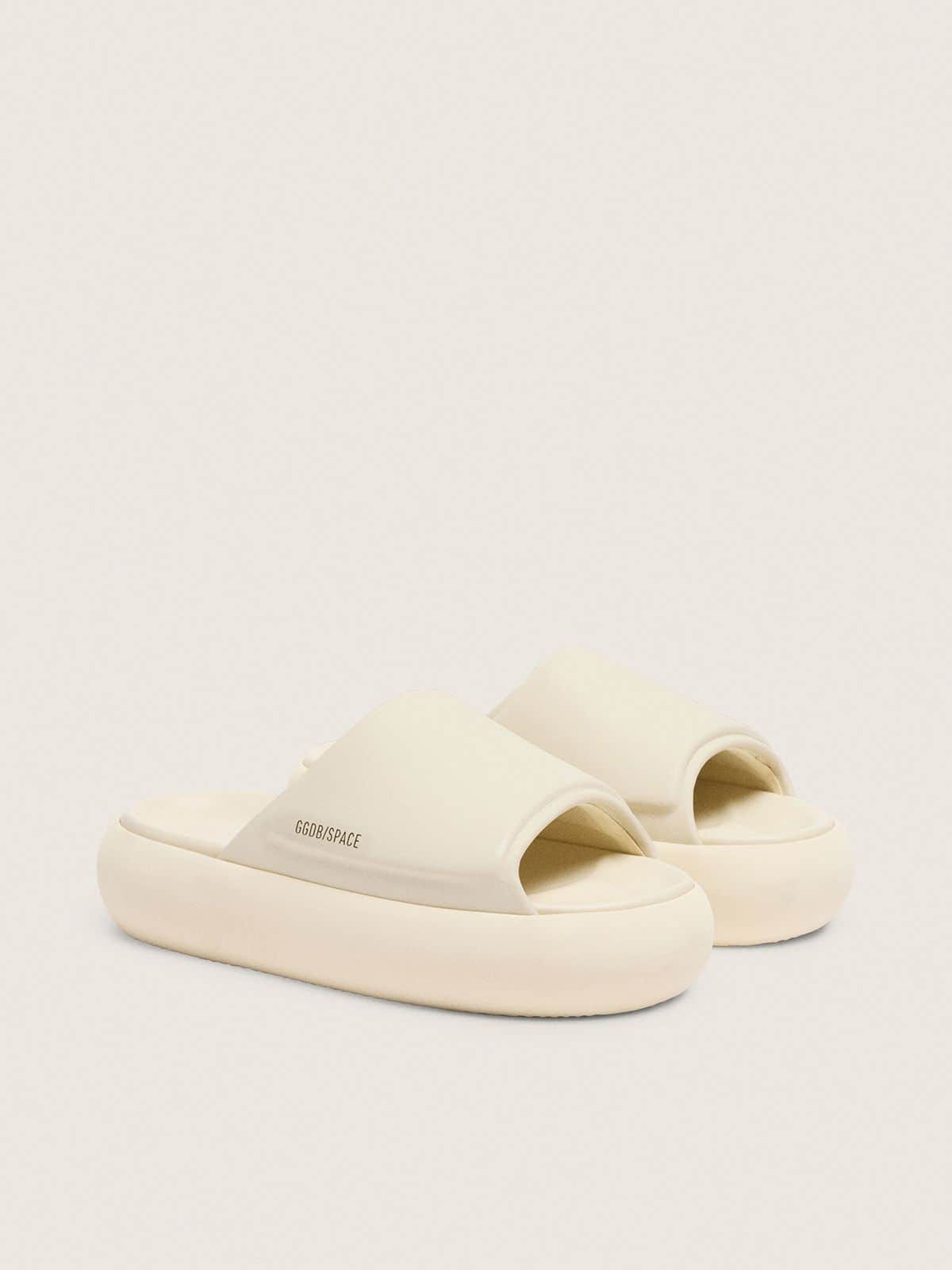 Golden Goose Mens Space-Star Slide Slip-Ons In White Leather Mens
