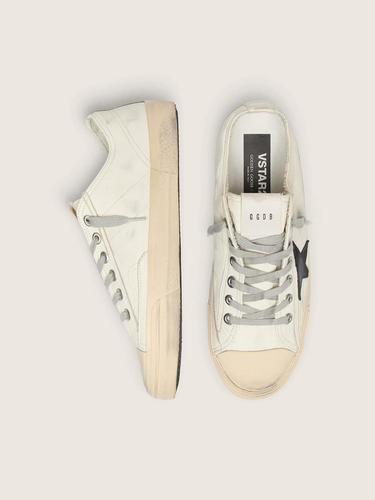 Golden Goose V-Star In Nappa Leather With Black Nubuck Leather Star Mens