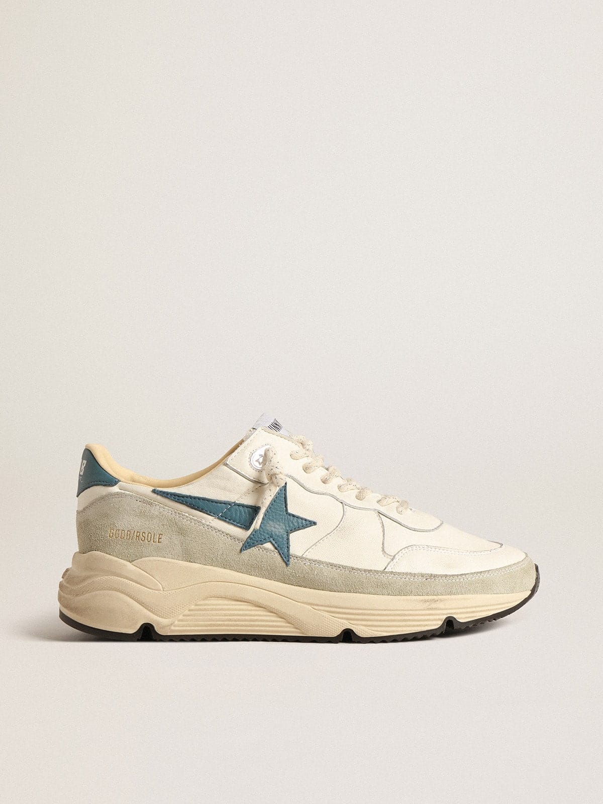 Golden Goose Running Sole In Nappa With Blue Leather Star And Suede Insert Mens