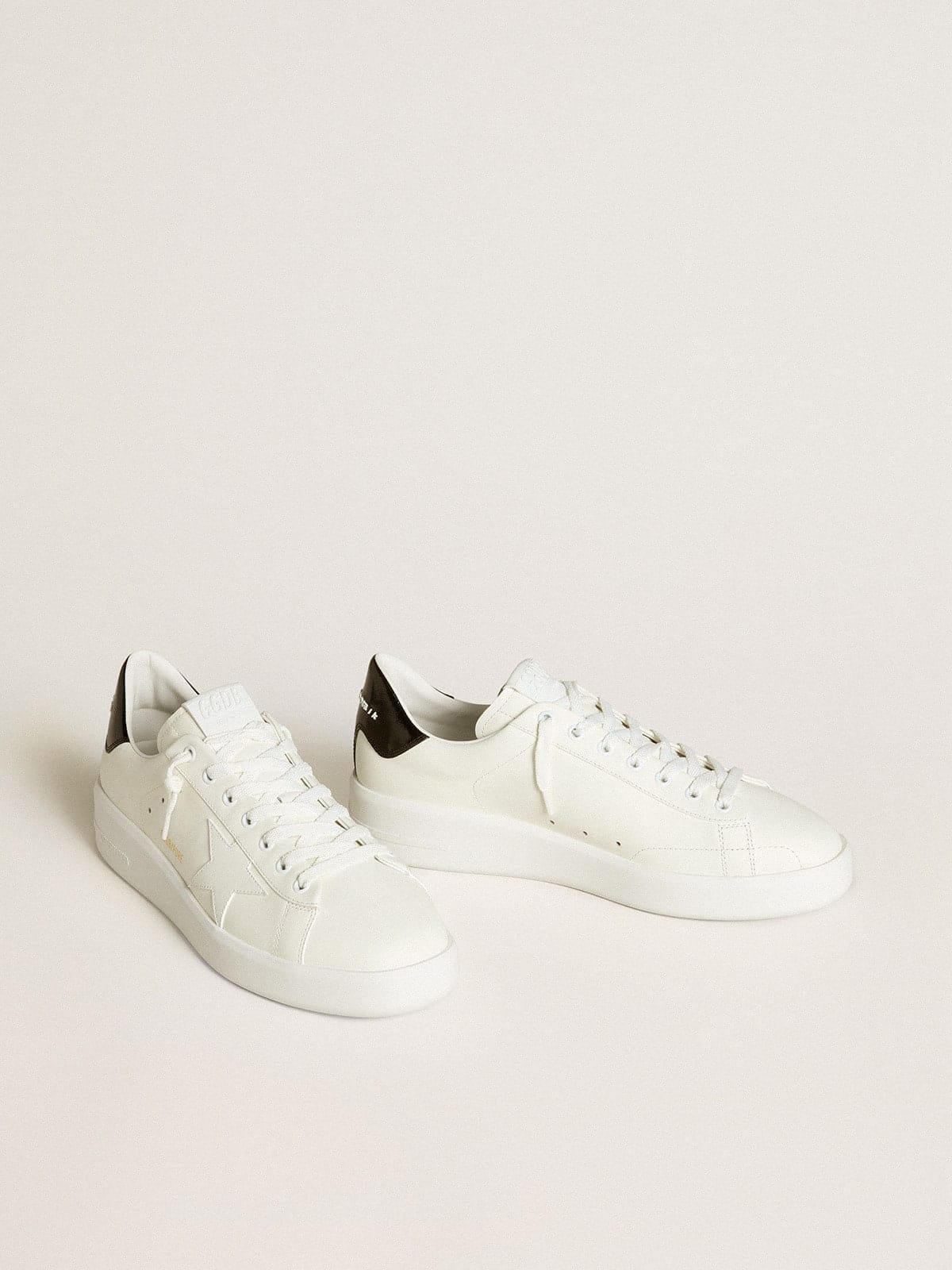 Golden Goose Mens Purestar With Leather Star And Black Patent Leather Heel Tab Mens