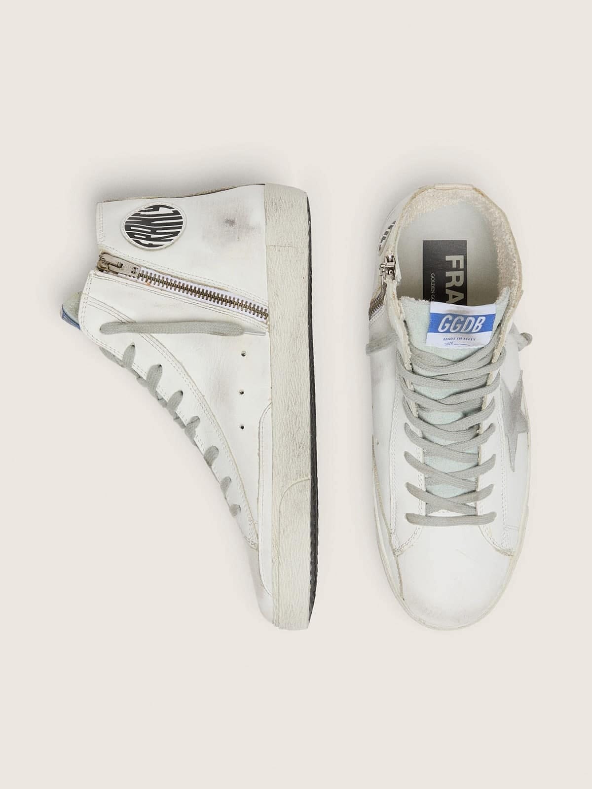 Golden Goose Mens Francy In Leather With Silver Suede Star Mens
