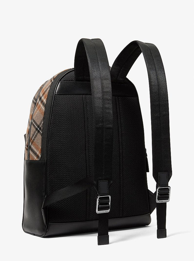 Michael Kors Pacey Plaid Print Wool Blend Backpack Mushroom