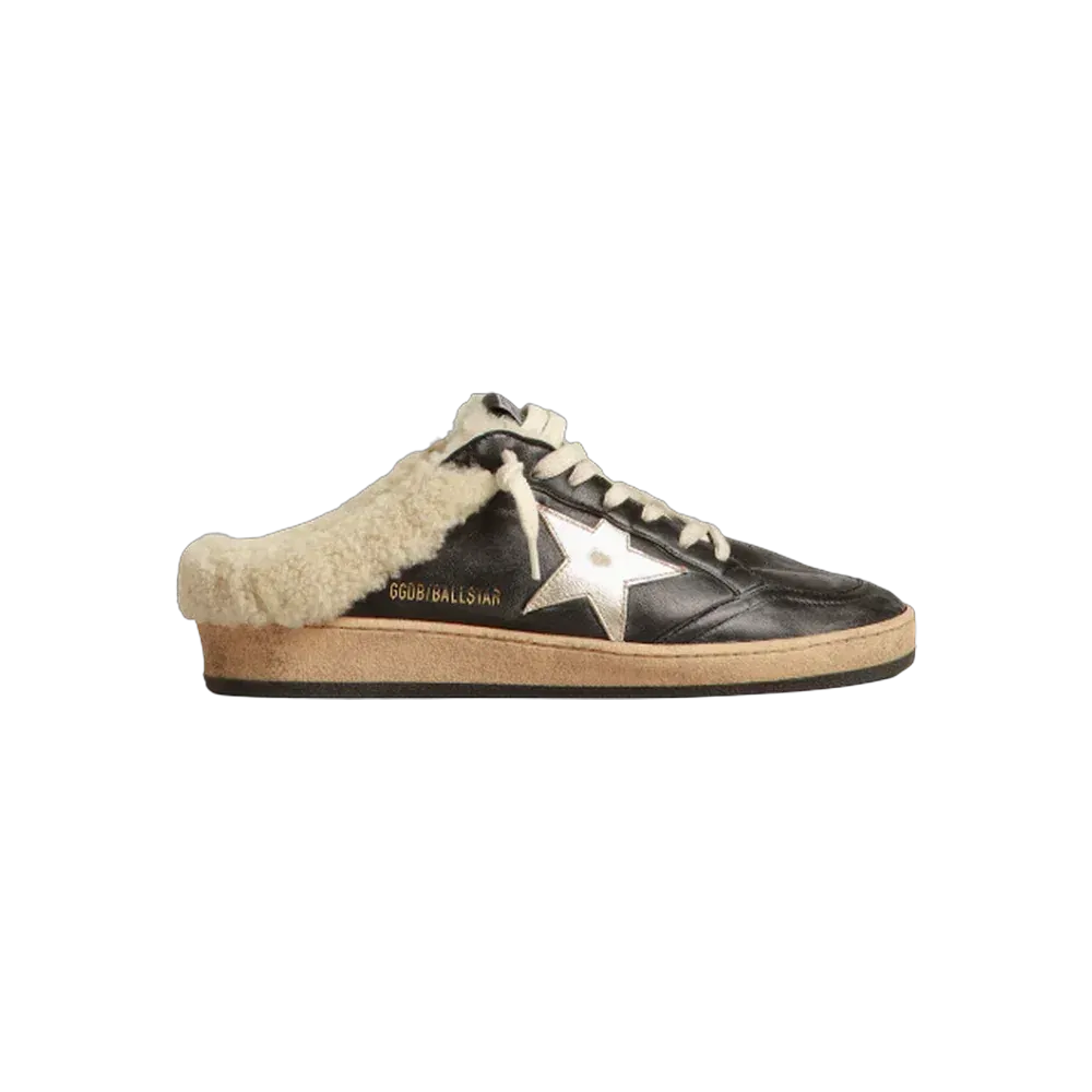 Golden Goose Ball Star Sabots In Nappa With Platinum Star And Shearling Lining