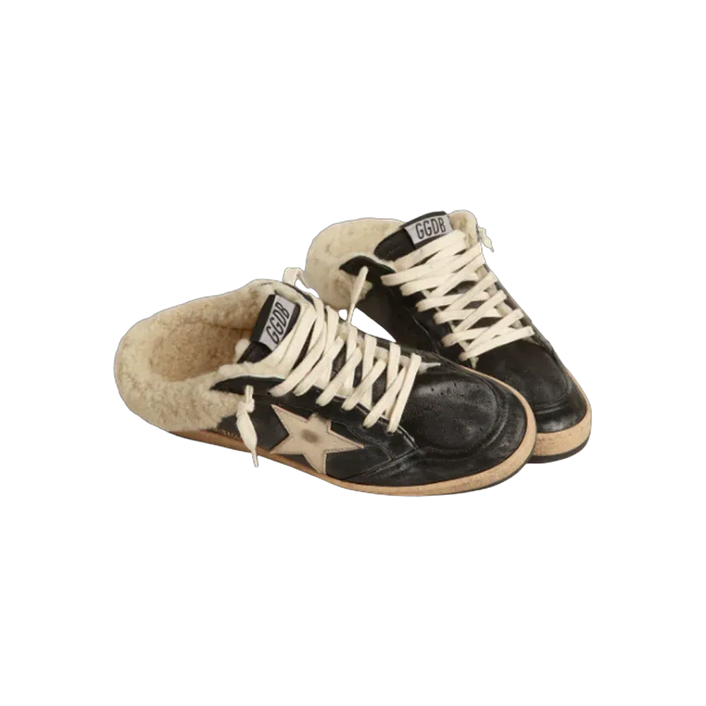 Golden Goose Ball Star Sabots In Nappa With Platinum Star And Shearling Lining