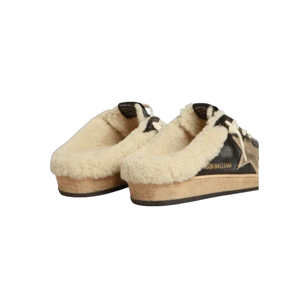 Golden Goose Ball Star Sabots In Nappa With Platinum Star And Shearling Lining