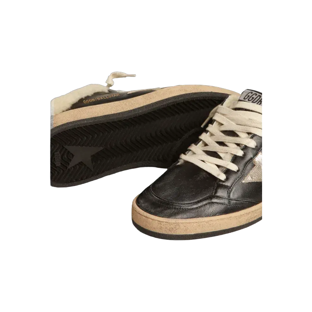 Golden Goose Ball Star Sabots In Nappa With Platinum Star And Shearling Lining
