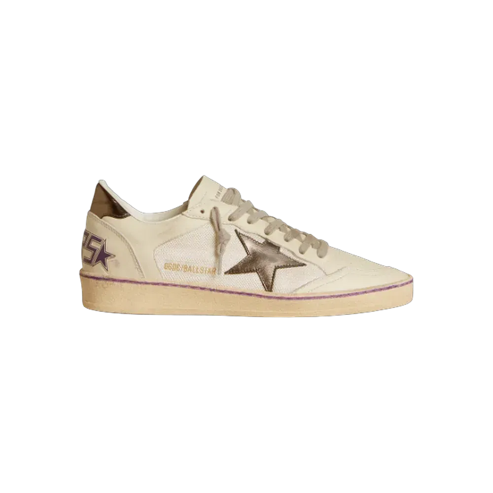 Golden Goose Ball Star In Mesh And Leather With Metallic Leather Star And Heel Tab