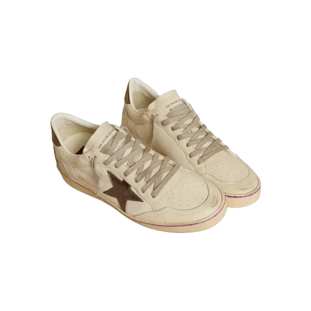 Golden Goose Ball Star In Mesh And Leather With Metallic Leather Star And Heel Tab