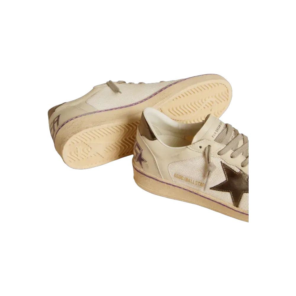 Golden Goose Ball Star In Mesh And Leather With Metallic Leather Star And Heel Tab