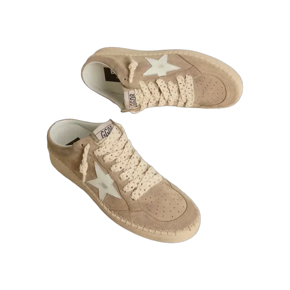 Golden Goose Ball Star Sabot In Beige Suede With White Leather Star
