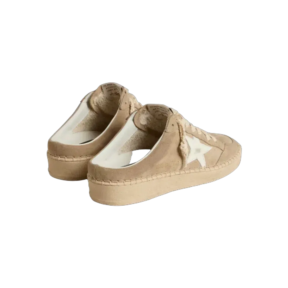 Golden Goose Ball Star Sabot In Beige Suede With White Leather Star